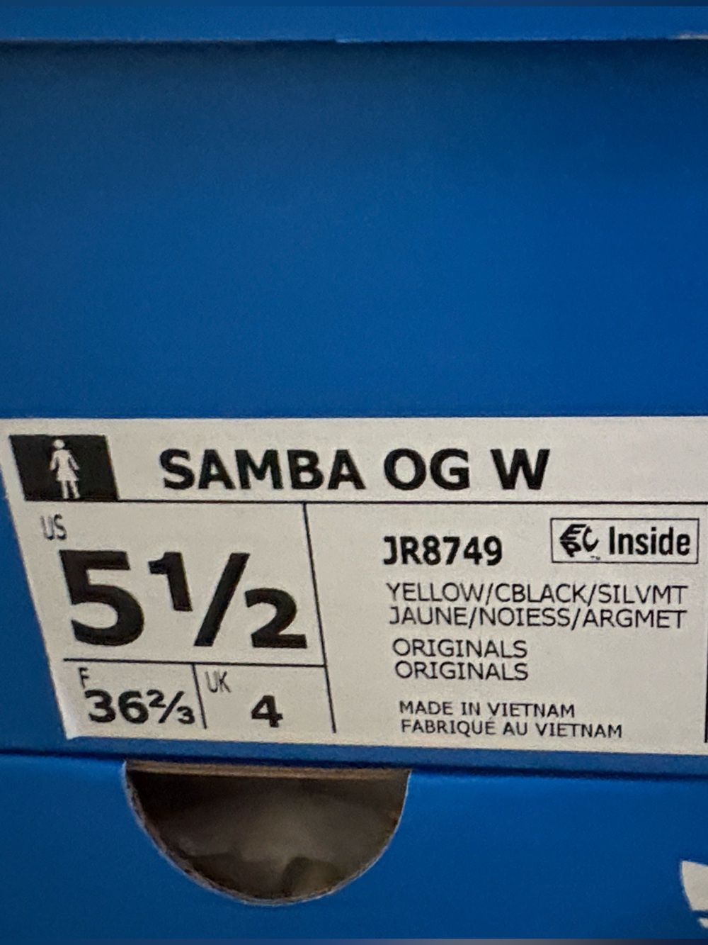 NIB [adidas] Samba Originals OG Sneakers Shoes Yellow/Black Women’s 5/5.5 Y4/4.5 - Picture 15 of 16